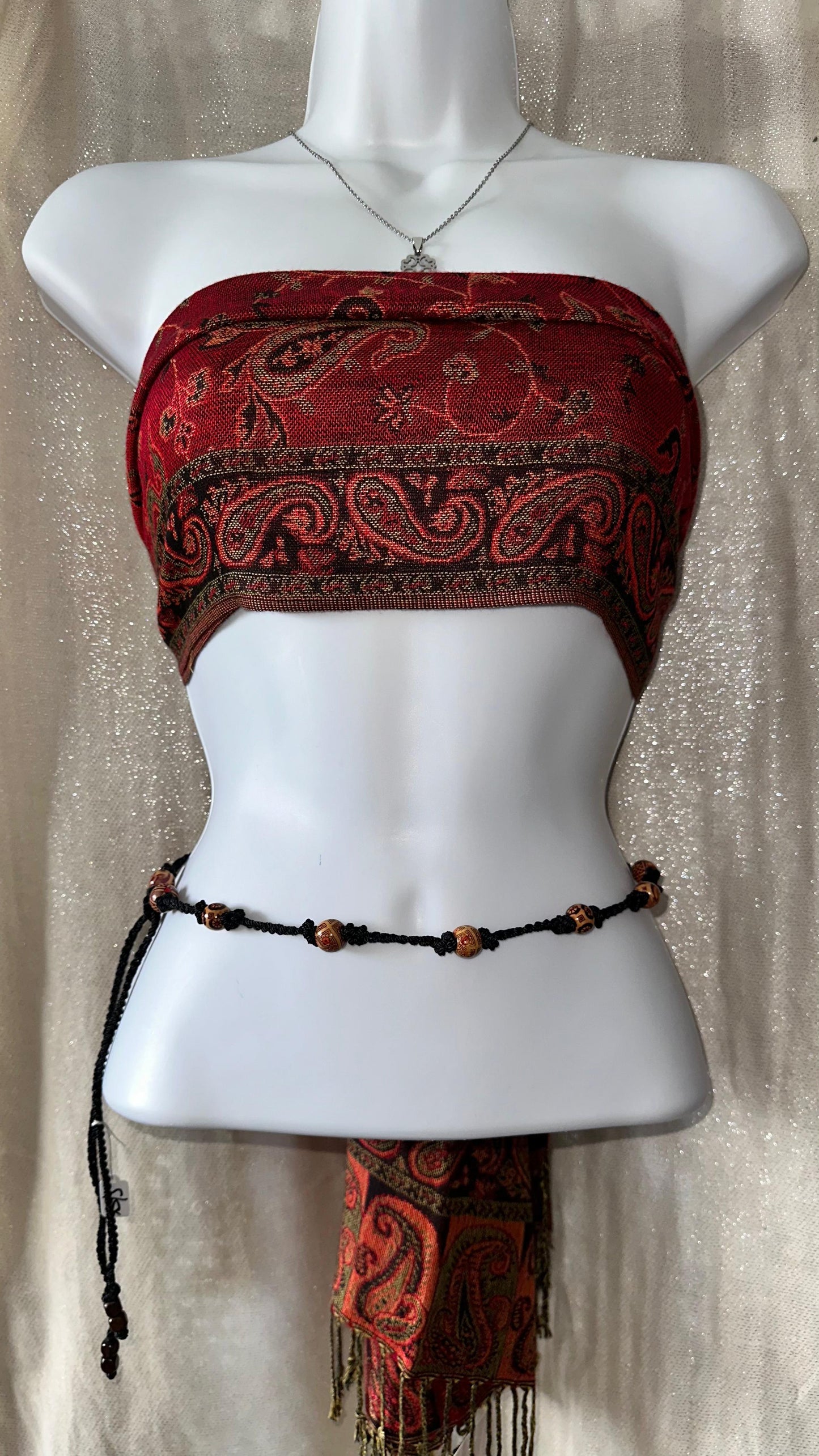Negro y madera - accesorio para la cintura y/o caderas (XS-M)