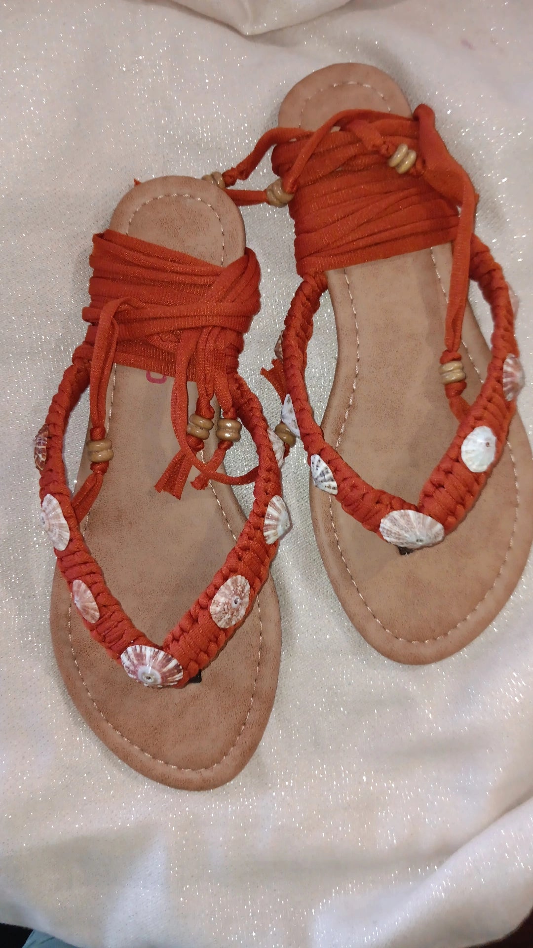 Sandalias artesanales Terracota y Caracoles Size 6