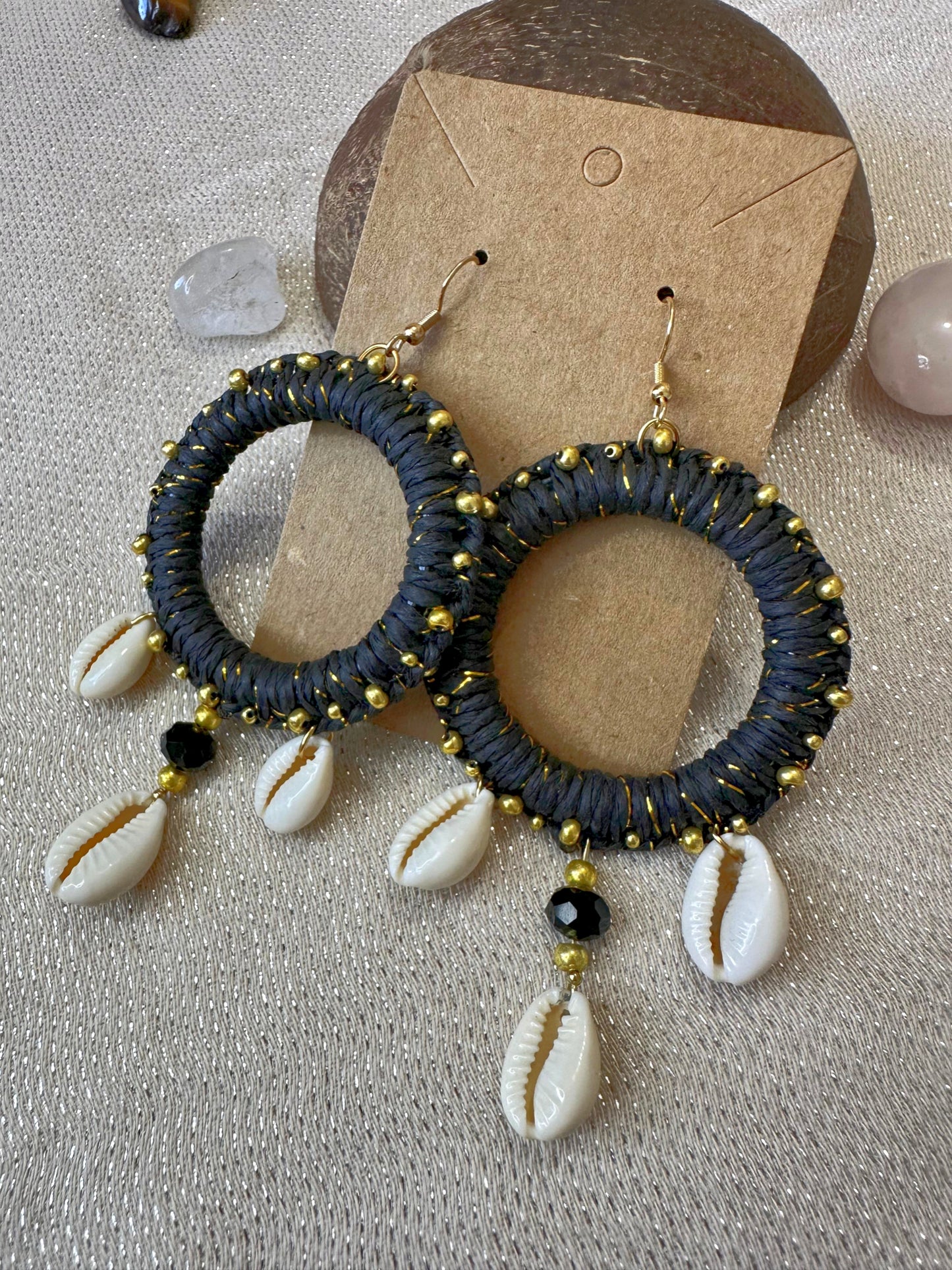 Aretes Arena Negra (Hecho a Mano)
