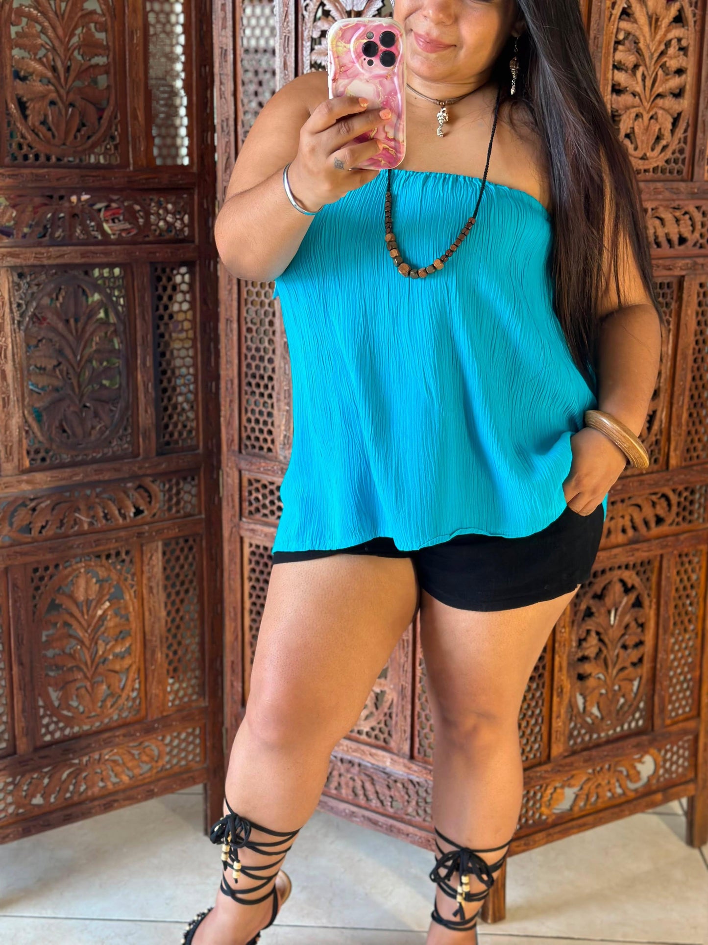 Blusa Elia azul turquesa