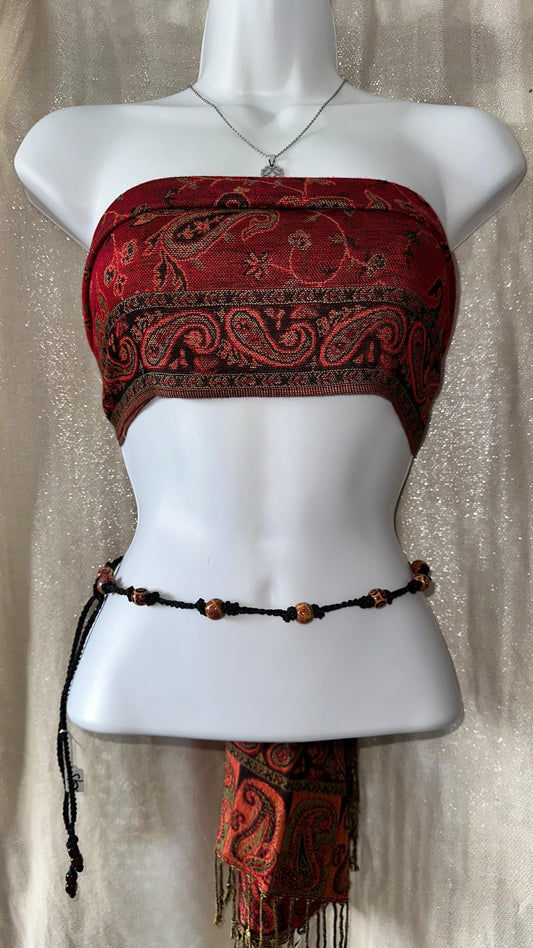 Negro y madera - accesorio para la cintura y/o caderas (XS-M)