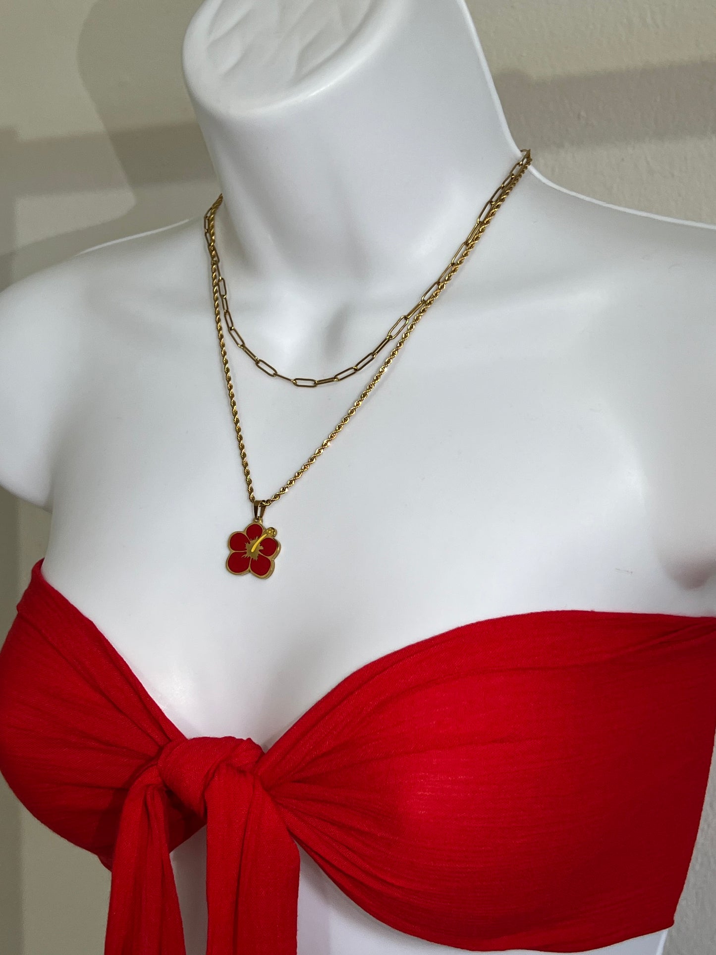 Collar - flor hibiscus