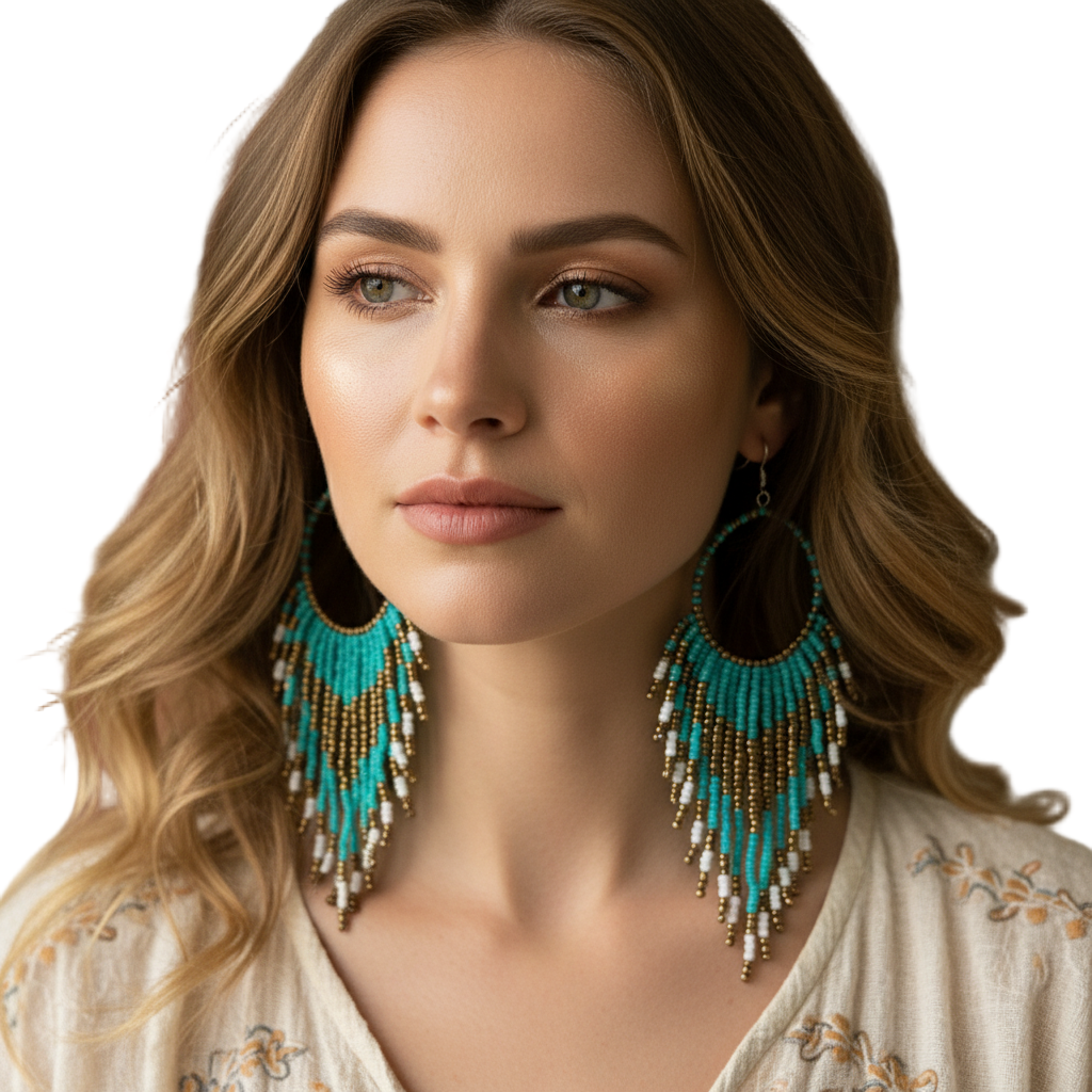 Turquoise boho earrings