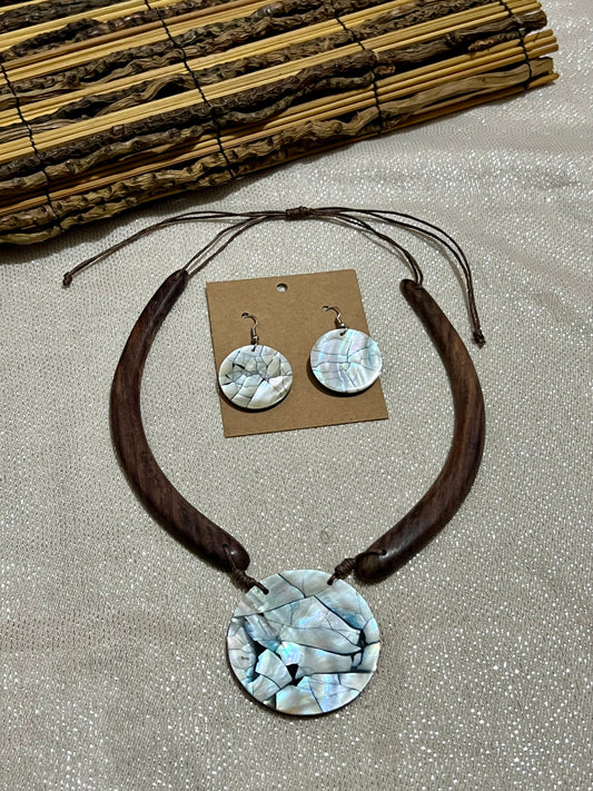 Set circular - madera y nácar
