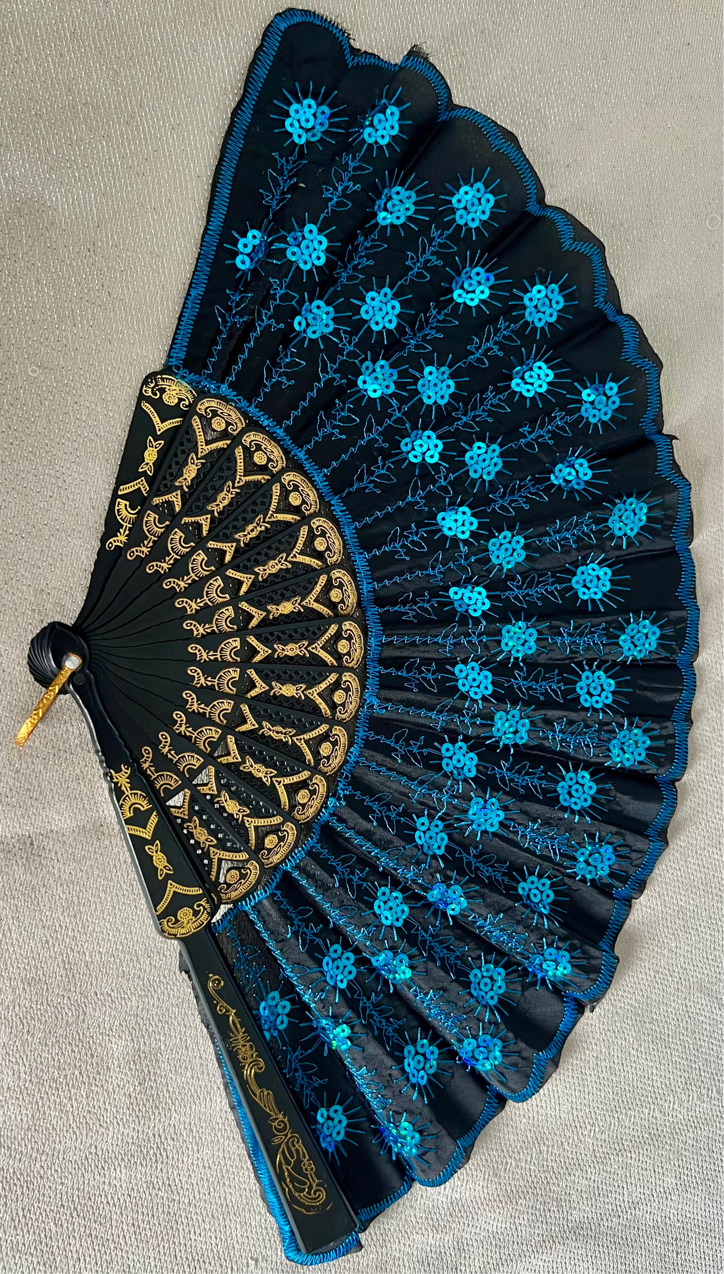 Abanico de mano - azul turquesa