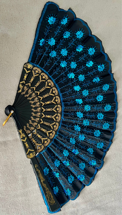 Abanico de mano - azul turquesa