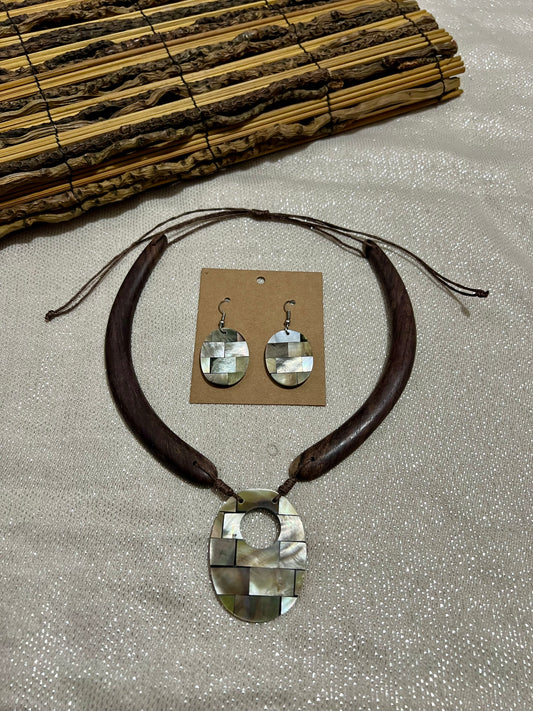 Set óvalo - madera y nácar