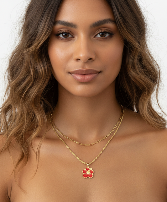 Collar - flor hibiscus