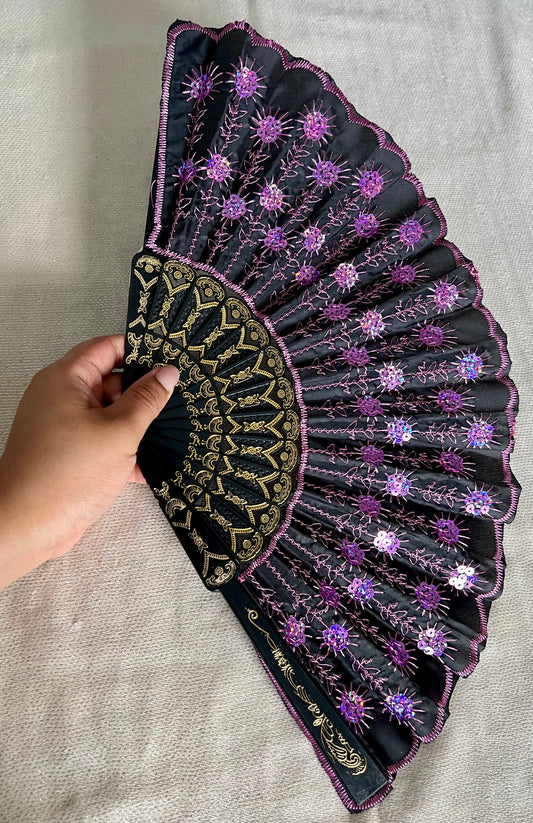 Abanico de mano - morado