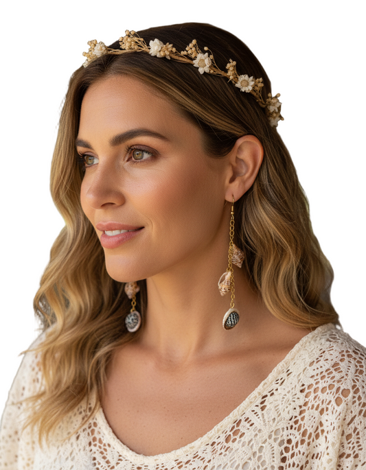 Aretes largos de conchas (Hecho a mano)