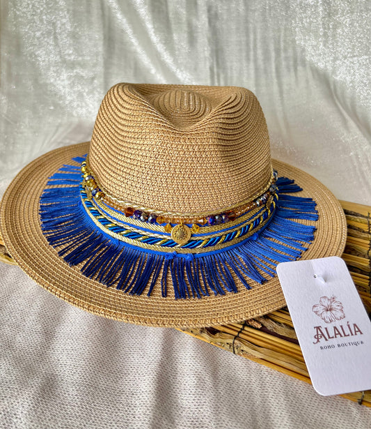 Dark blue boho hat 