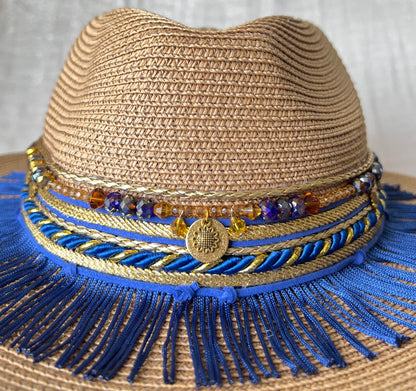 Dark blue boho hat 