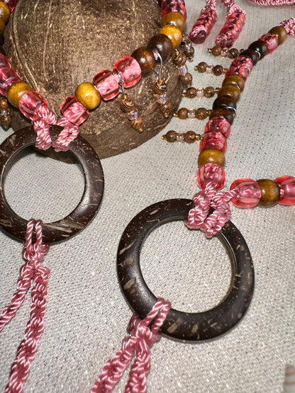 Sandalias pies descalzos rosa- coco, madera y madera de sándalo