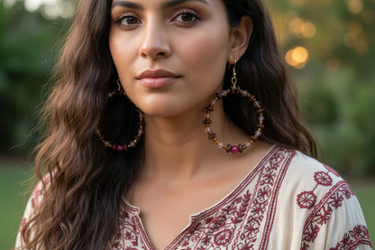 Aretes Ágata, Madera y brillos