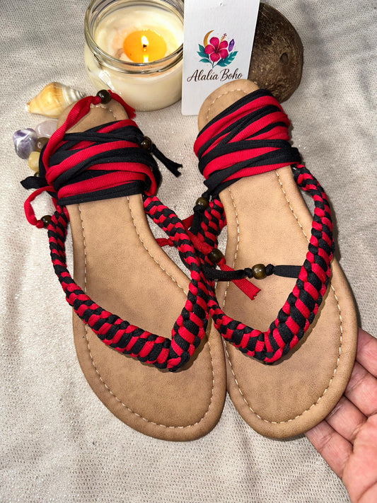 Sandalias Únicas negro y rojo Size 7