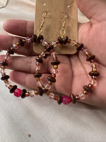 Aretes Ágata, Madera y brillos