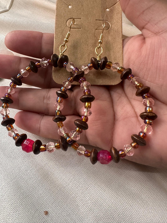 Aretes Ágata, Madera y brillos