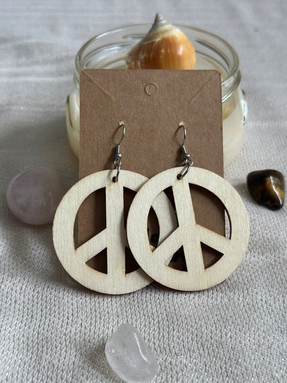 Aretes Paz de madera Hecho a mano