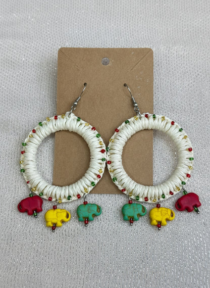 Aretes Rasta de Elefantes Hecho a mano