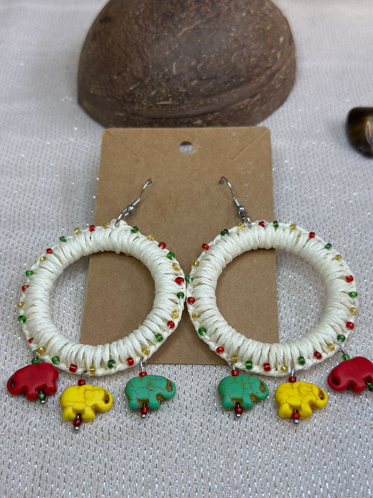 Aretes Rasta de Elefantes Hecho a mano