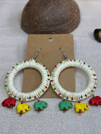 Aretes Rasta de Elefantes Hecho a mano