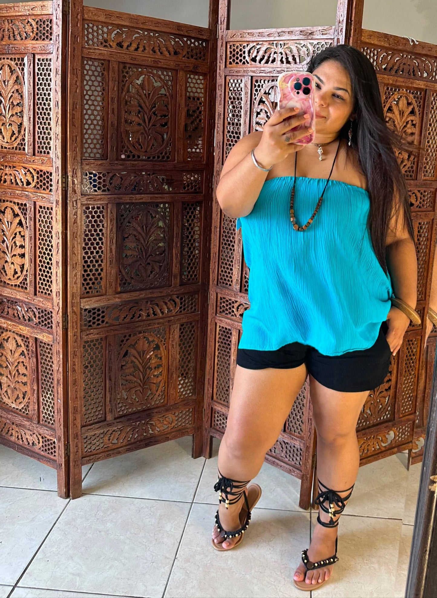 Blusa Elia azul turquesa