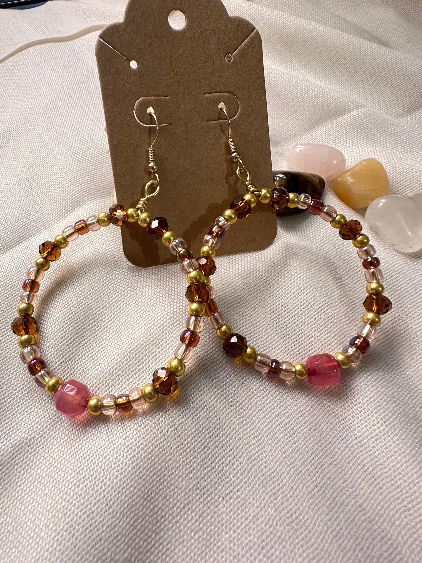 Aretes Ágata, dorado y brillos (HM)