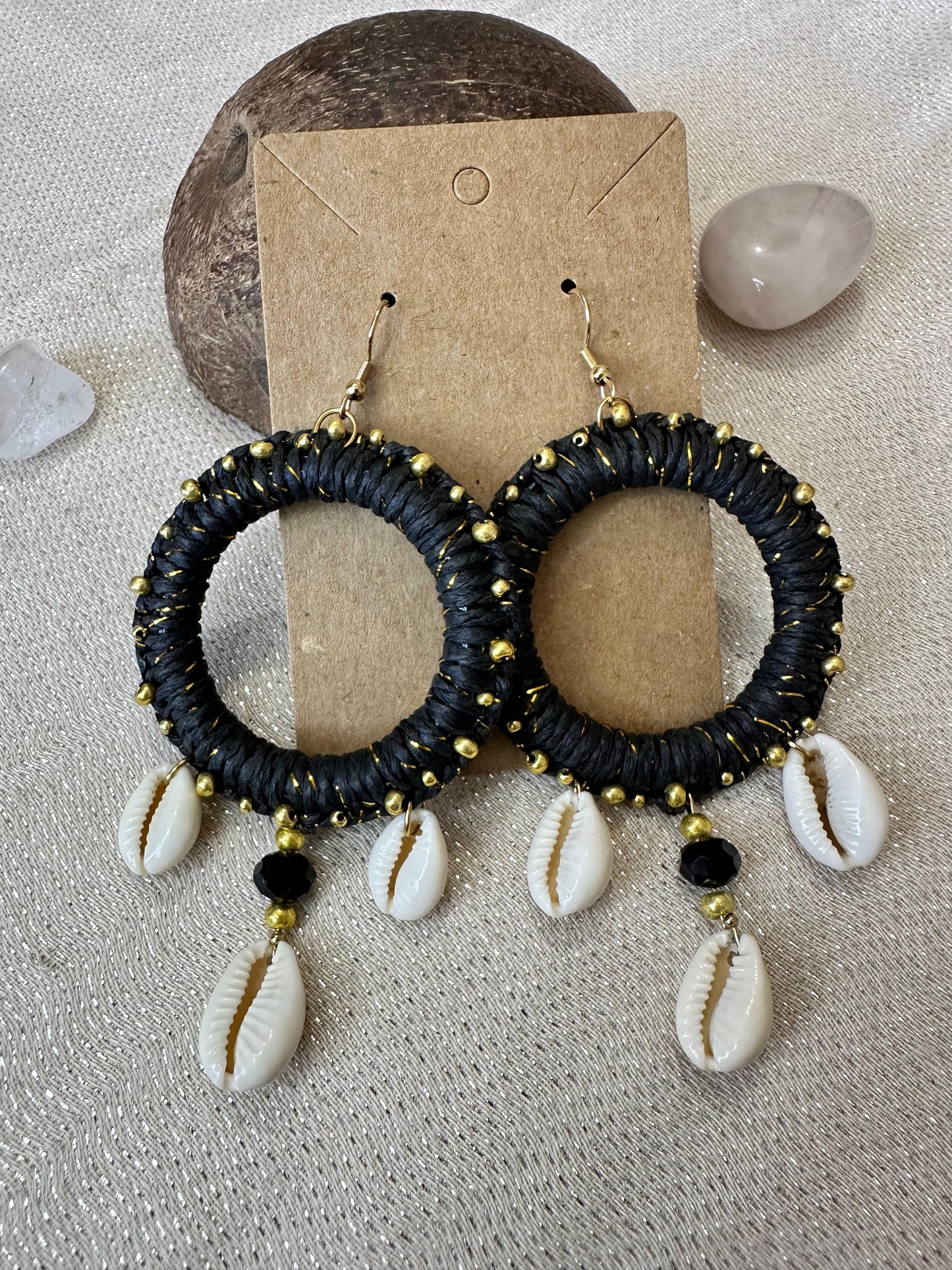 Aretes Arena Negra (Hecho a Mano)