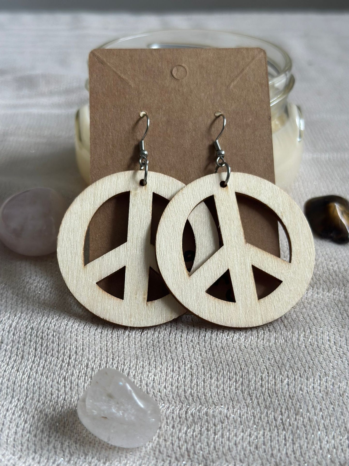 Aretes Paz de madera Hecho a mano