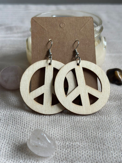 Aretes Paz de madera Hecho a mano