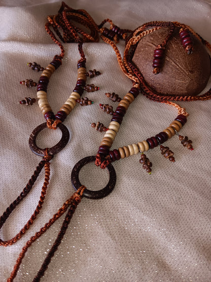 Sandalia de pies descalzos marrón-coco, madera de sándalo. Hecho a mano (par)